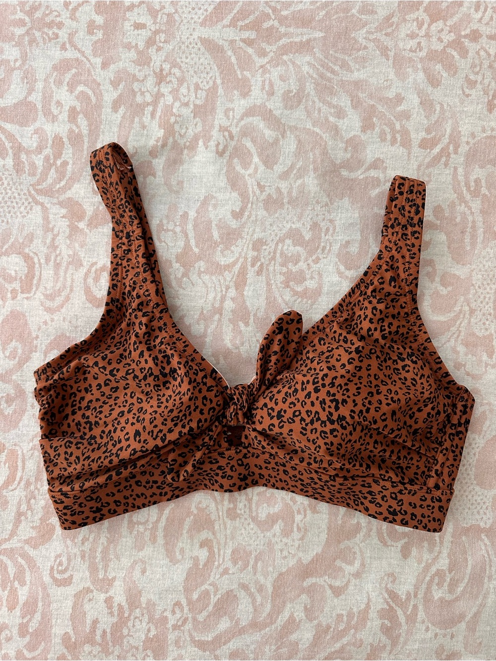 Kona Sol Rusty Orange Leopard Print Bralette with Nude Lining